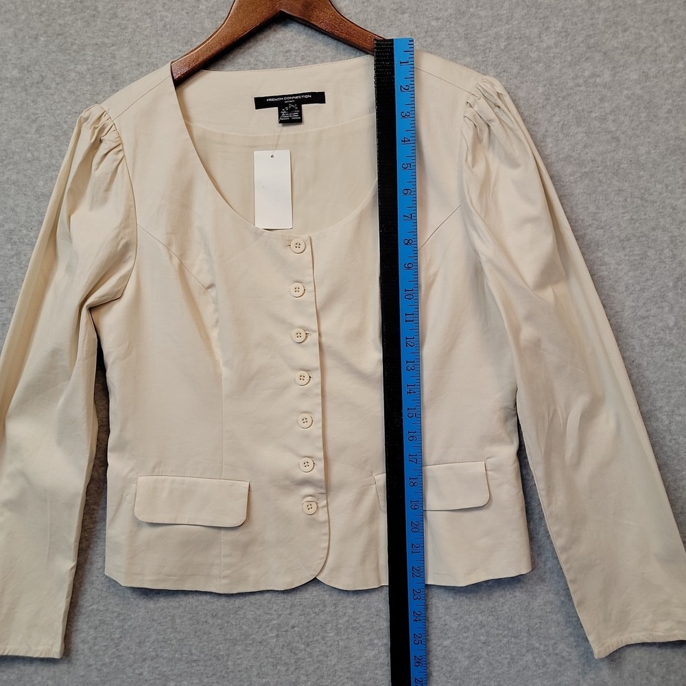 NEW‎ French Connection Poplin Button Up Top Womens XL 12 Cream Long Sleeve Lined - Picture 12 of 15